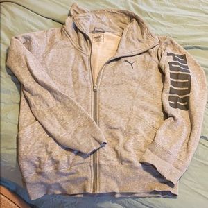 Grey puma zip up hoodie